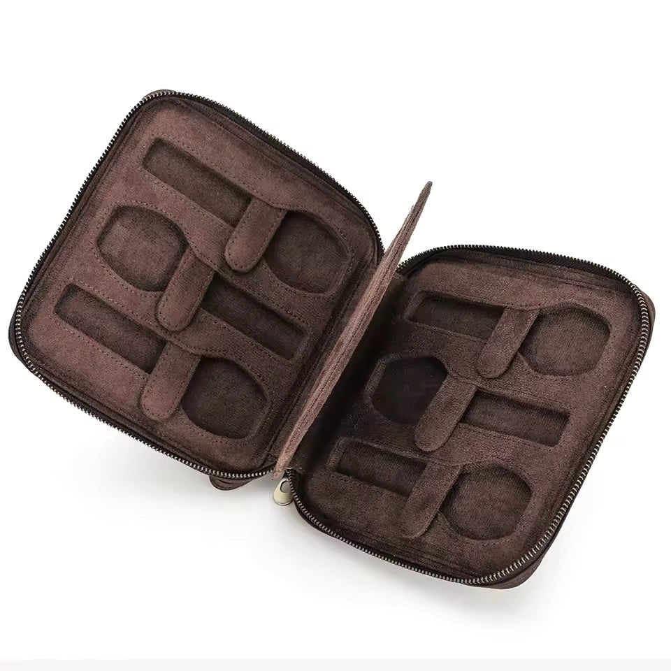 Genuine Leather 2/4/6/8-Slot Travel Watch Case