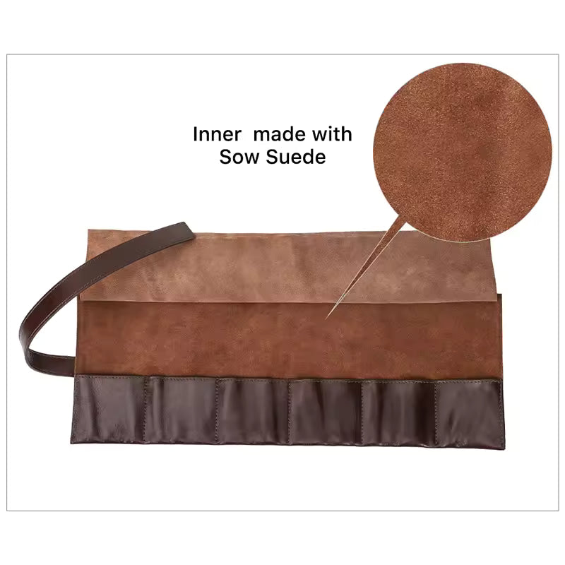 6-Slot Men's Vintage Leather Watch Roll Case