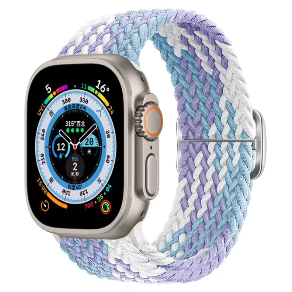 Elastic Braided Nylon Bracelet for Apple Watch Band iWatch Series Ultra/11/10/9/8/7/4/5/6/SE