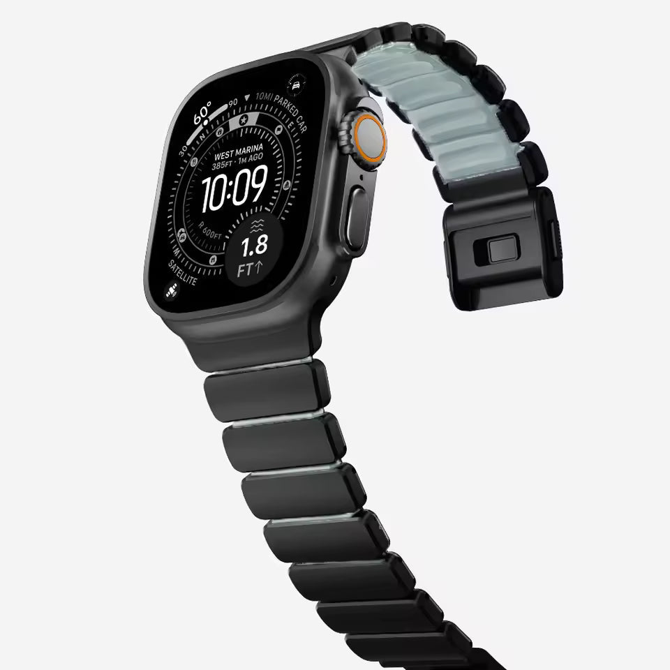 Men's Metal Rubber Magnetic Strap for Apple Watch Ultra 3/2 Band 49mm 46mm 45mm 44mm Series 11/10/9/8