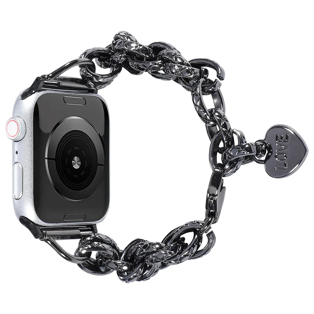 Stainless Steel Heart Bracelet for Apple Watch Band iWatch Series 9/8/7/6/5/4/3/SE