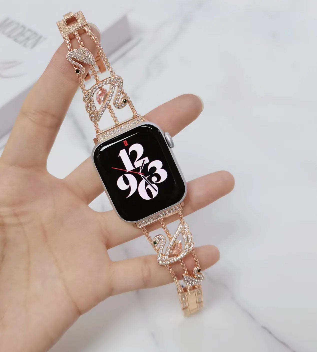 Swan Diamond Stainless Steel Bracelet for Apple Watch Band iWatch Series Ultra/3/2/11/10/9/8/7/6/5/4