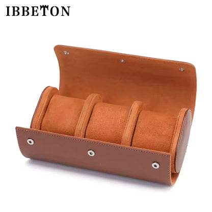 1/2/3 Slots Luxury Leather Watch Roll Case - Portable Travel Watch Organizer Gift for Men