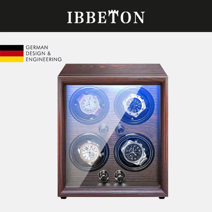 1/2/4/6 Slots Mechanical Wooden Watch Winder - Luxury Wood Watch Box with LED Light and Sensor