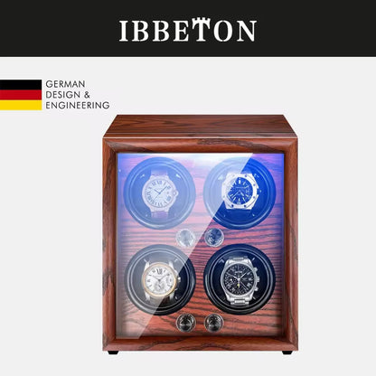 1/2/4/6 Slots Mechanical Wooden Watch Winder - Luxury Wood Watch Box with LED Light and Sensor