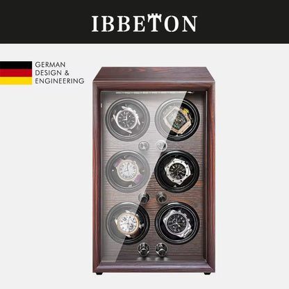 1/2/4/6 Slots Mechanical Wooden Watch Winder - Luxury Wood Watch Box with LED Light and Sensor