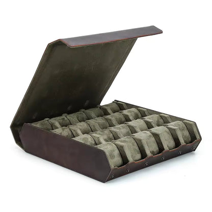 12/16/20 Slots Genuine Leather Watch Box - Luxury Watch Organizer Gift for Men