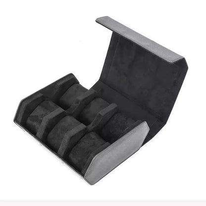 Saffiano Genuine Leather 2/3/4/6/8 Slots Watch Roll Case - Hexagon Watch Box Organizer