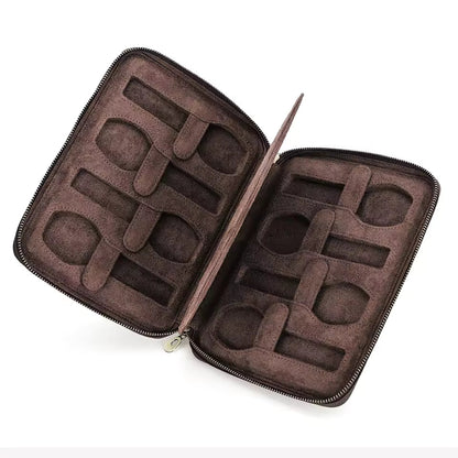 Men's Genuine Leather 2/4/6/8 Slots Watch Case - Travel Portable Watch Box Organizer