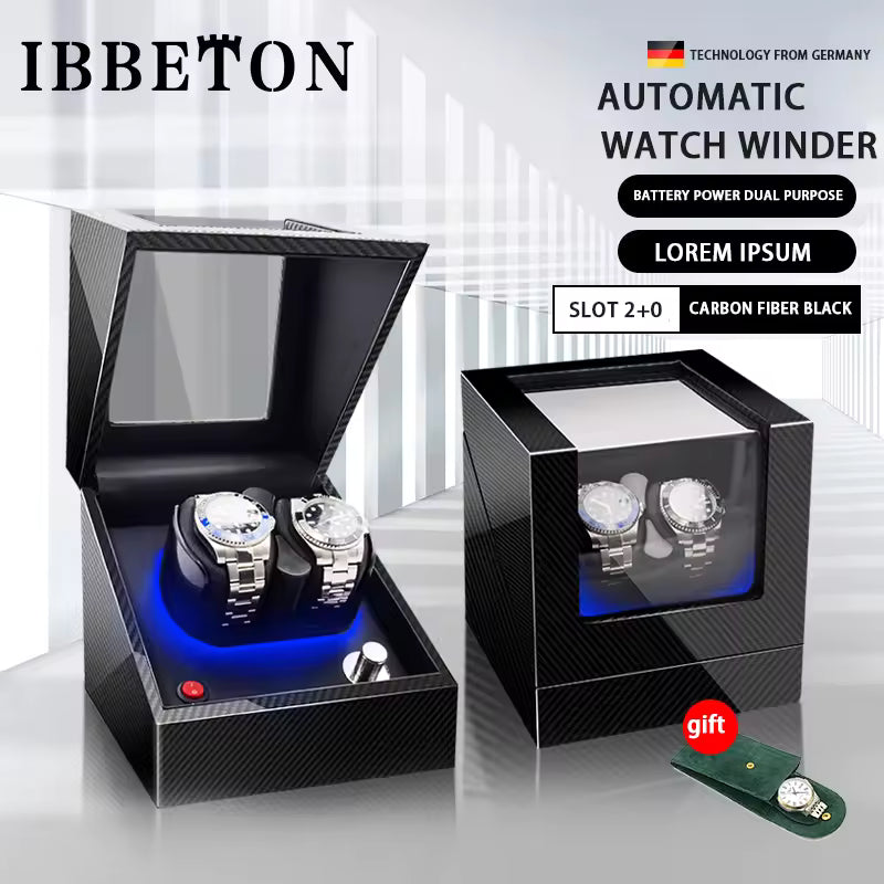 2-Slot Automatic Watch Winder with Mabuchi Mute Motor - Luxury Watch Box Organizer