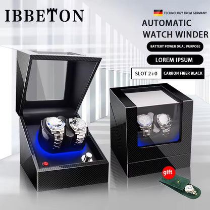 2-Slot Automatic Watch Winder with Mabuchi Mute Motor - Luxury Watch Box Organizer