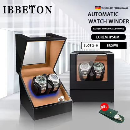2-Slot Automatic Watch Winder with Mabuchi Mute Motor - Luxury Watch Box Organizer