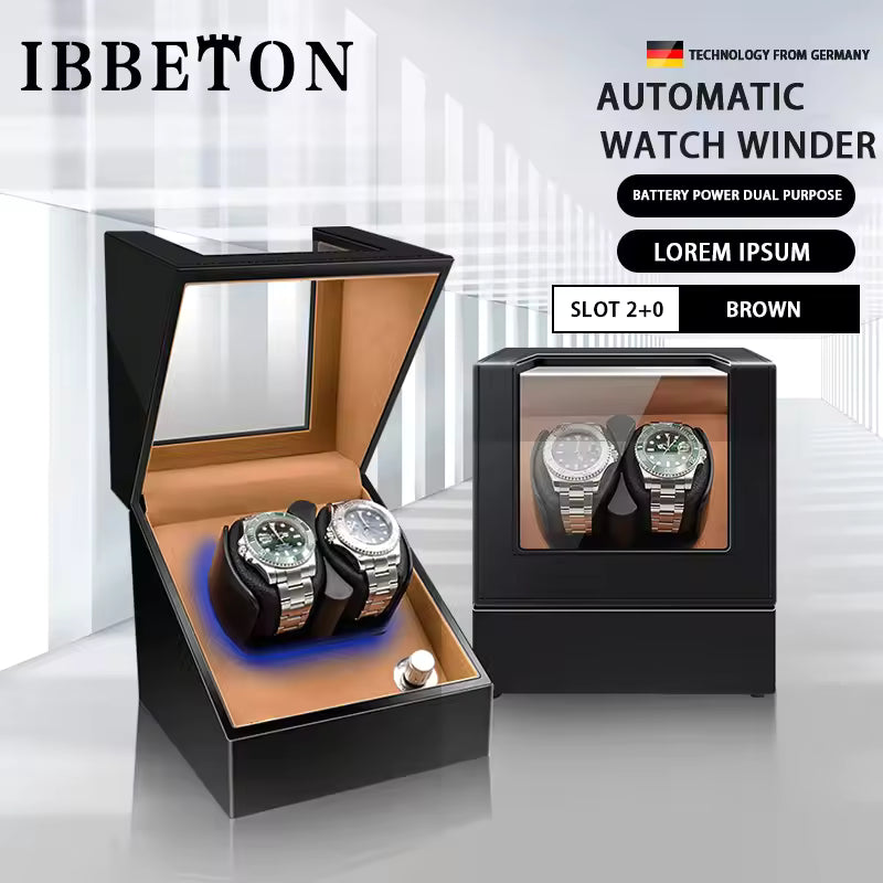 2-Slot Automatic Watch Winder with Mabuchi Mute Motor - Luxury Watch Box Organizer
