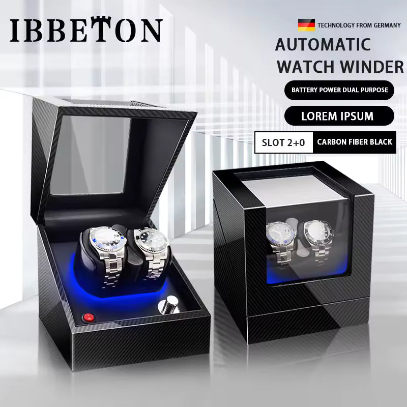 2-Slot Automatic Watch Winder with Mabuchi Mute Motor - Luxury Watch Box Organizer