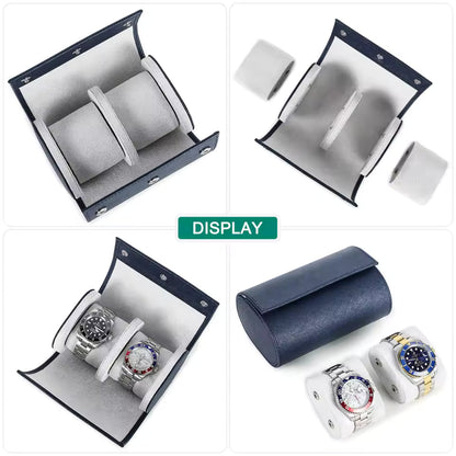 2-Slot High Quality Leather Watch Roll Case - Watch Storage for Men & Women