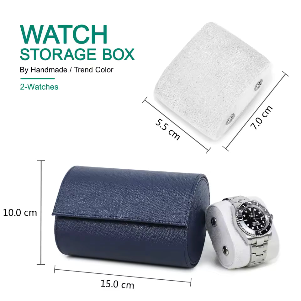2-Slot High Quality Leather Watch Roll Case - Watch Storage for Men & Women