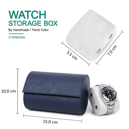 2-Slot High Quality Leather Watch Roll Case - Watch Storage for Men & Women