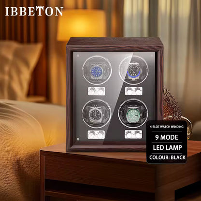 4-Slot Automatic Watch Winder - Luxury Wood Watch Box with Mabuchi Motor