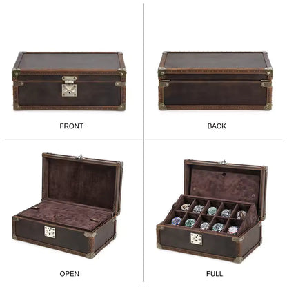 6/8/10 Slots Genuine Leather Watch Box - Luxury Watch Organizer Gift for Men