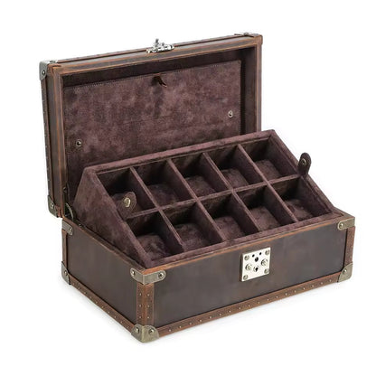6/8/10 Slots Genuine Leather Watch Box - Luxury Watch Organizer Gift for Men