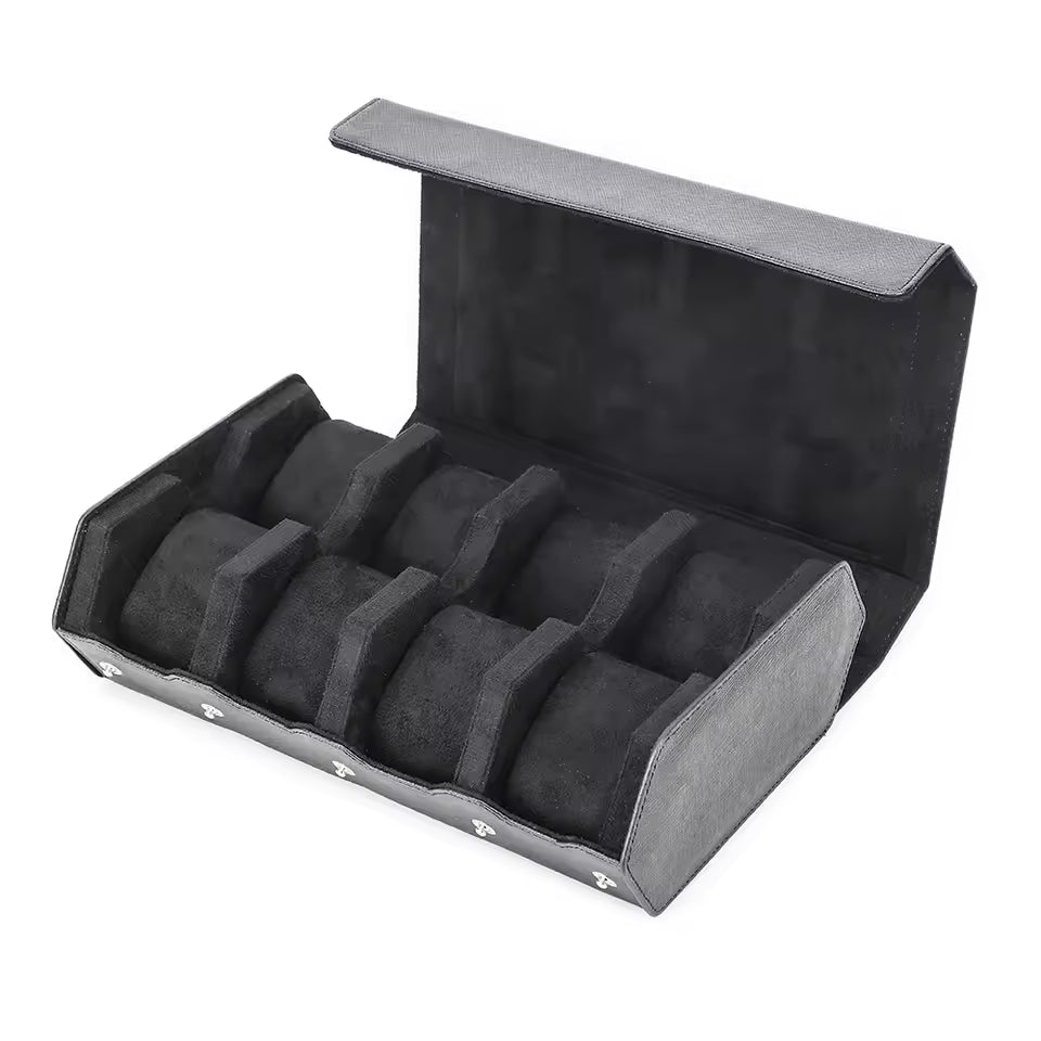 Saffiano Genuine Leather 6/8 Slots Watch Roll Case - Watch Box Organizer for Men & Women