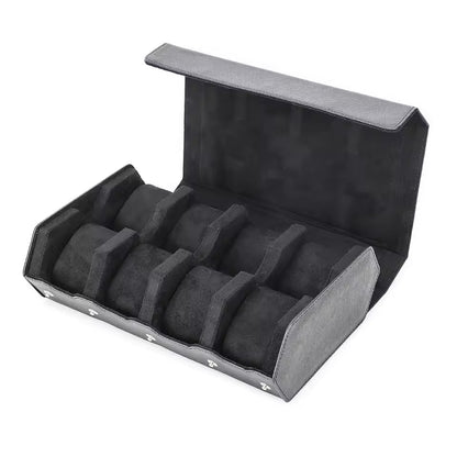 Saffiano Genuine Leather 6/8 Slots Watch Roll Case - Watch Box Organizer for Men & Women