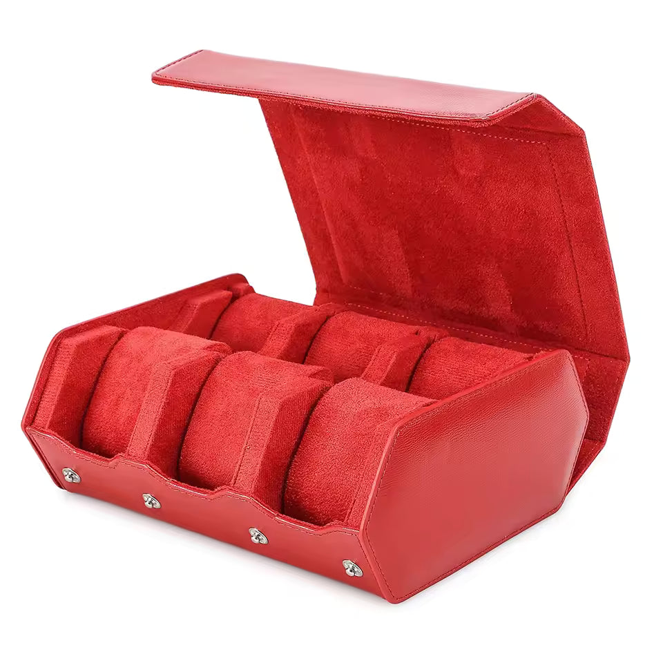 Saffiano Genuine Leather 6/8 Slots Watch Roll Case - Watch Box Organizer for Men & Women