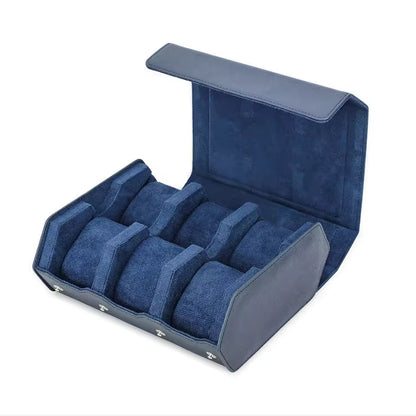 Saffiano Genuine Leather 6/8 Slots Watch Roll Case - Watch Box Organizer for Men & Women