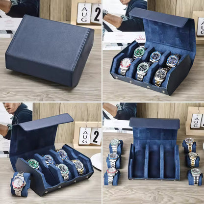 Saffiano Genuine Leather 6/8 Slots Watch Roll Case - Watch Box Organizer for Men & Women