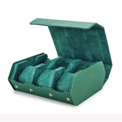 Saffiano Genuine Leather 6/8 Slots Watch Roll Case - Watch Box Organizer for Men & Women