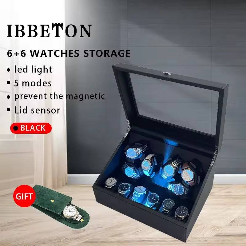 3+3 / 6+6 Slots Luxury PU Leather Automatic Watch Winder -  Rotating Display Watch Box