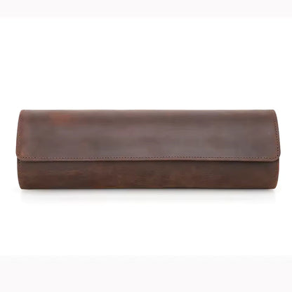 4-Slot Luxury Genuine Leather Watch Roll Case - Soft Protection Watch Organizer