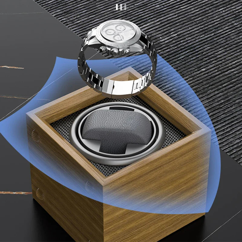 High-End Luxury Wood Watch Winder - Single Slot Automatic Watch Box with Mabuchi Motor