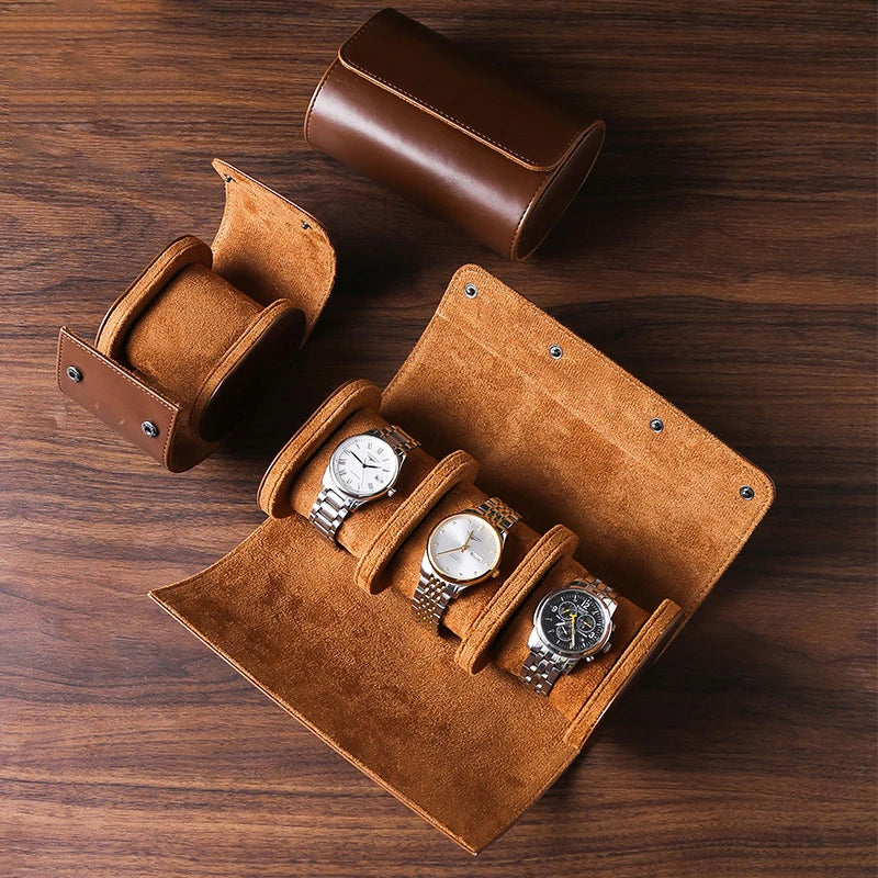 Luxury Microfiber Leather Watch Roll - 1/2/3 Slot Travel Storage Watch Case and Gift Box