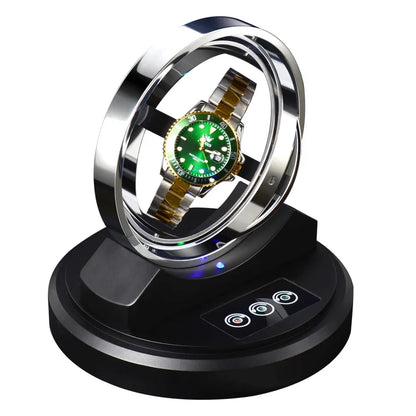 Luxury USB-Powered Watch Winder with LED Lights - Silent Mabuchi Motor, Metal Display Box