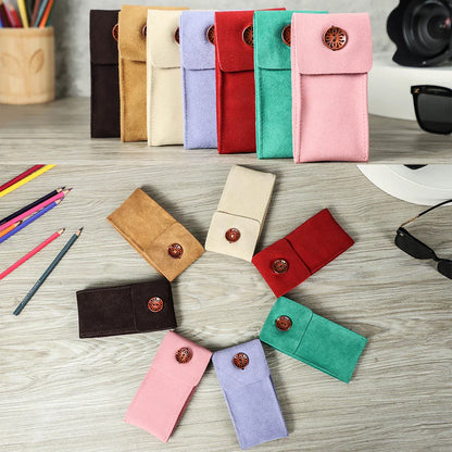 Cow Suede Leather Single Slot Snap Watch Case - Anti-Dust Watch Pouch for Men & Women