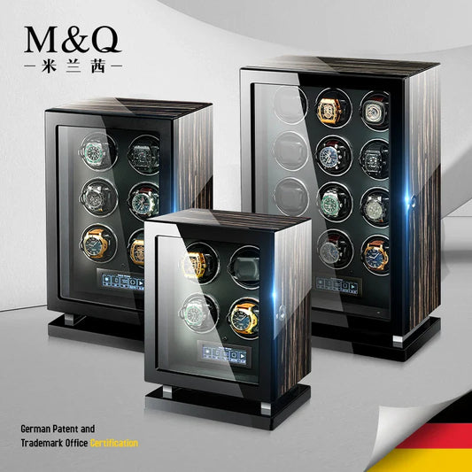 Luxury Mechanical Automatic Watch Winder - Fingerprint Safe with Touch Control and Interior Backlight