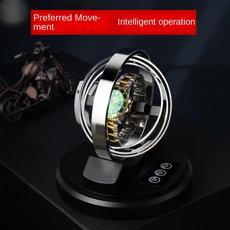 Luxury USB-Powered Watch Winder with LED Lights - Silent Mabuchi Motor, Metal Display Box