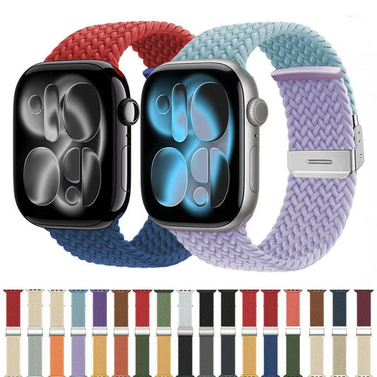 Adjustable Braided Nylon Strap for Apple Watch Ultra Band 49mm 46mm 45mm 44mm 41mm 42mm 40mm Series 11/10/9/8/7/6/5/SE
