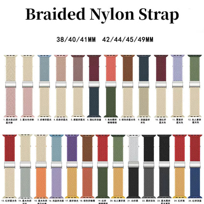 Adjustable Braided Nylon Strap for Apple Watch Ultra Band 49mm 46mm 45mm 44mm 41mm 42mm 40mm Series 11/10/9/8/7/6/5/SE