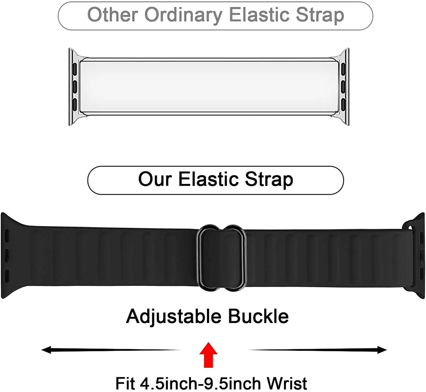 Adjustable Silicone Bracelet for Apple Watch Band iWatch Series Ultra/2/10/9/8/7/6/5/4/SE2