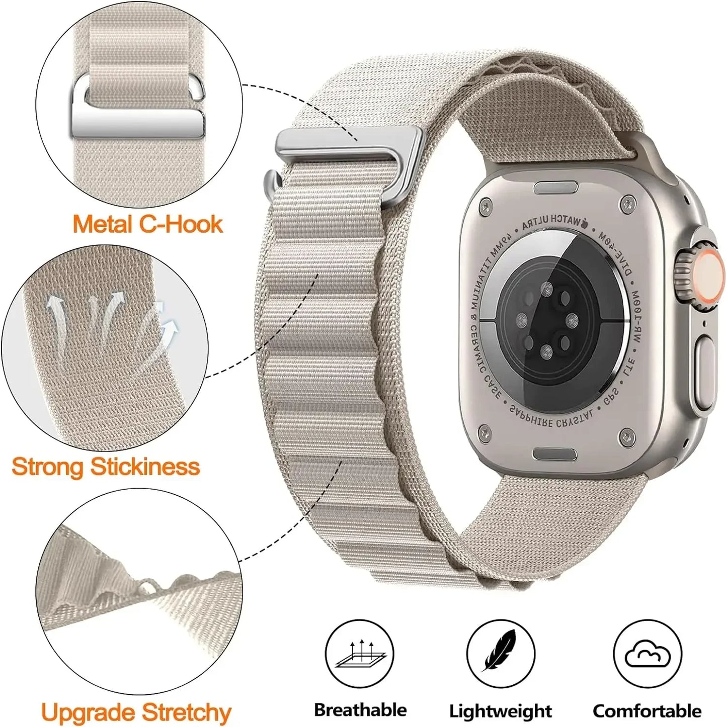 Alpine Nylon Sports Bracelet for Apple Watch Ultra3 Band 46mm 49mm 45mm 41mm 44mm 40mm 42mm Series 11/10/9/8/7/6/5/4/3/SE