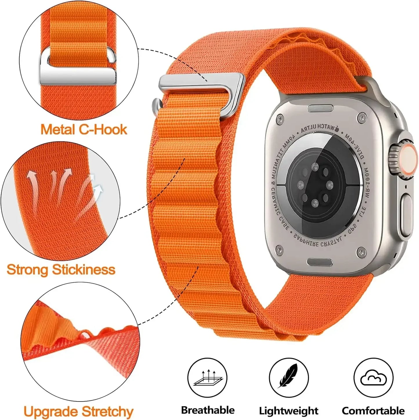 Alpine Nylon Sports Bracelet for Apple Watch Ultra3 Band 46mm 49mm 45mm 41mm 44mm 40mm 42mm Series 11/10/9/8/7/6/5/4/3/SE