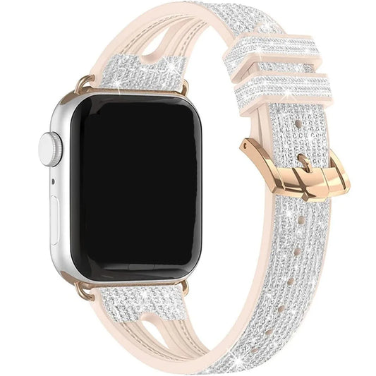 Bling Soft Silicone Glitter Bracelet for Apple Watch Band 46mm 45 44mm 42mm 41mm 40mm Series 11/10/9/8/7/6/5/4/SE