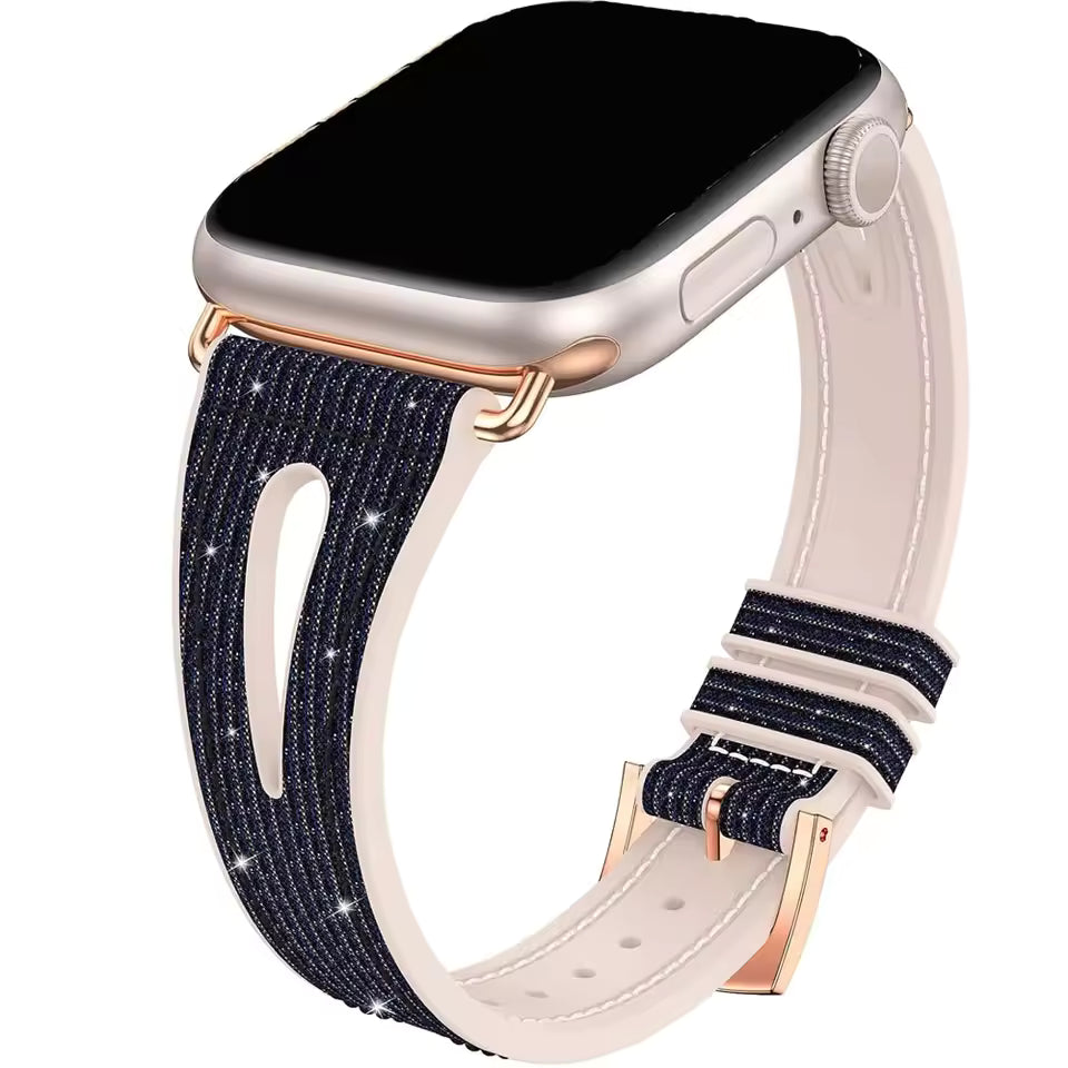 Bling Soft Silicone Glitter Bracelet for Apple Watch Band 46mm 45 44mm 42mm 41mm 40mm Series 11/10/9/8/7/6/5/4/SE