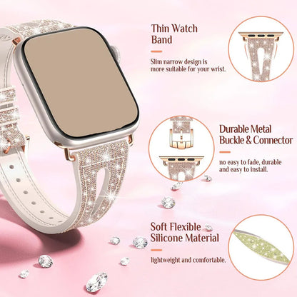 Bling Soft Silicone Glitter Bracelet for Apple Watch Band 46mm 45 44mm 42mm 41mm 40mm Series 11/10/9/8/7/6/5/4/SE