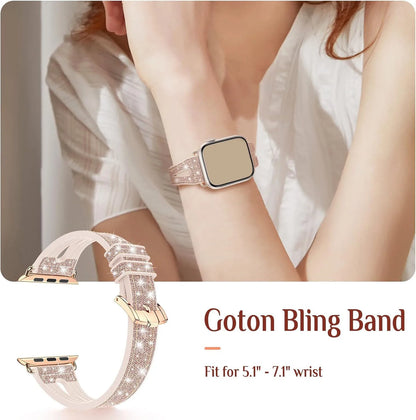 Bling Soft Silicone Glitter Bracelet for Apple Watch Band 46mm 45 44mm 42mm 41mm 40mm Series 11/10/9/8/7/6/5/4/SE