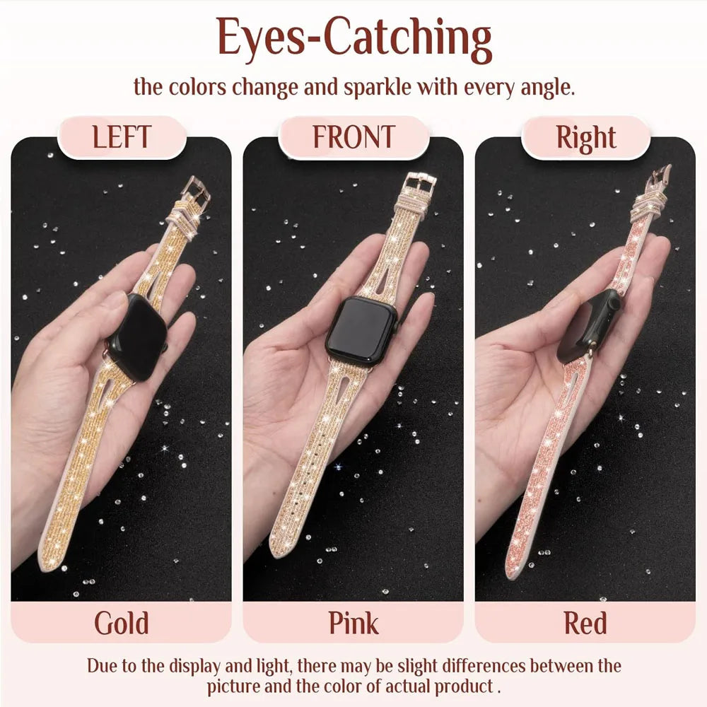 Bling Soft Silicone Glitter Bracelet for Apple Watch Band 46mm 45 44mm 42mm 41mm 40mm Series 11/10/9/8/7/6/5/4/SE