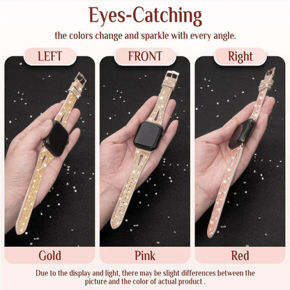 Bling Soft Silicone Glitter Bracelet for Apple Watch Band 46mm 45 44mm 42mm 41mm 40mm Series 11/10/9/8/7/6/5/4/SE