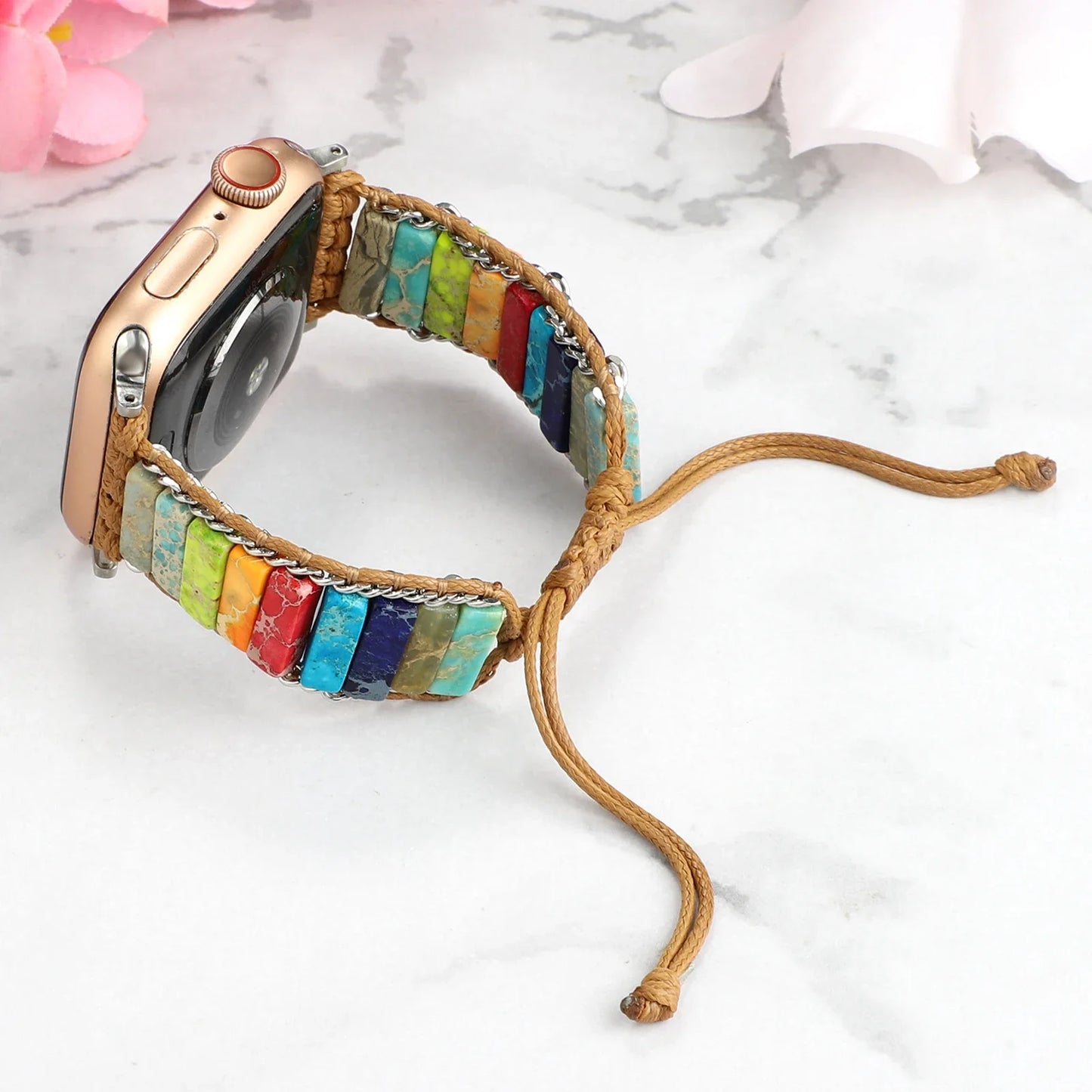 Bohemian Natural Stone Braided Bracelet for Apple Watch Band iWatch Series Ultra2/10/9/8/7/6/5/4/SE